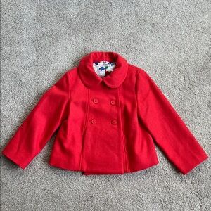 Janie and Jack Red Girls Double-Breasted Pea Coat